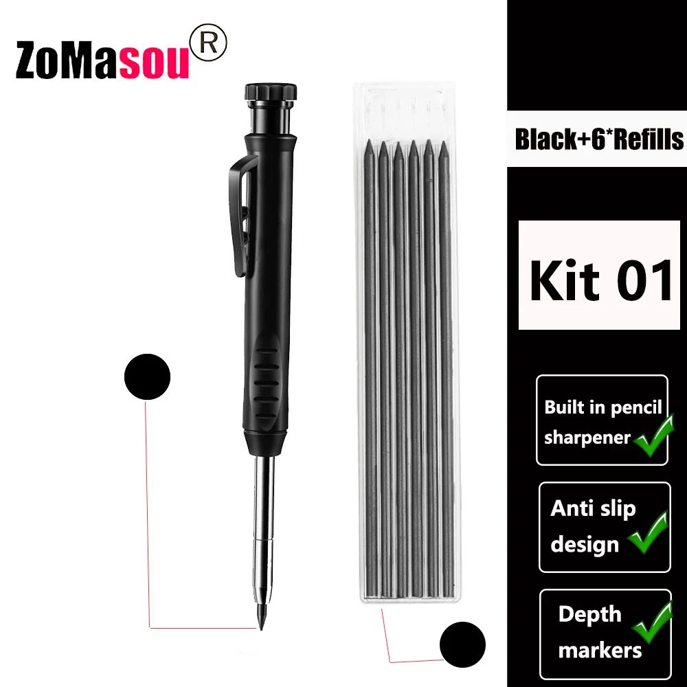 Premium Carpenter's Mechanical Pencil with Deep Hole Marker and Sharpener