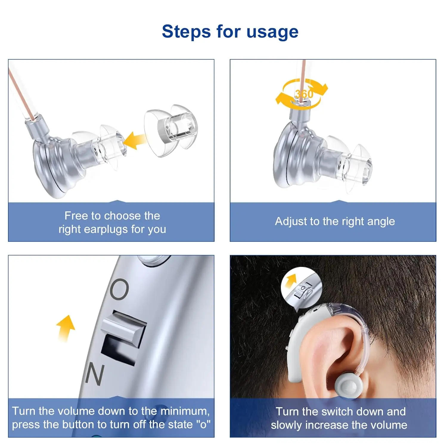Rechargeable Digital Hearing Aid Adjustable Tone Best Sound Amplifier Portable Deaf Elderly BTE Hearing Aid 4