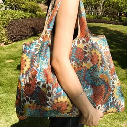 Eco - Friendly Waterproof Foldable Shopping Bag with Large Capacity - 52x6x40cm (Orangefloral)