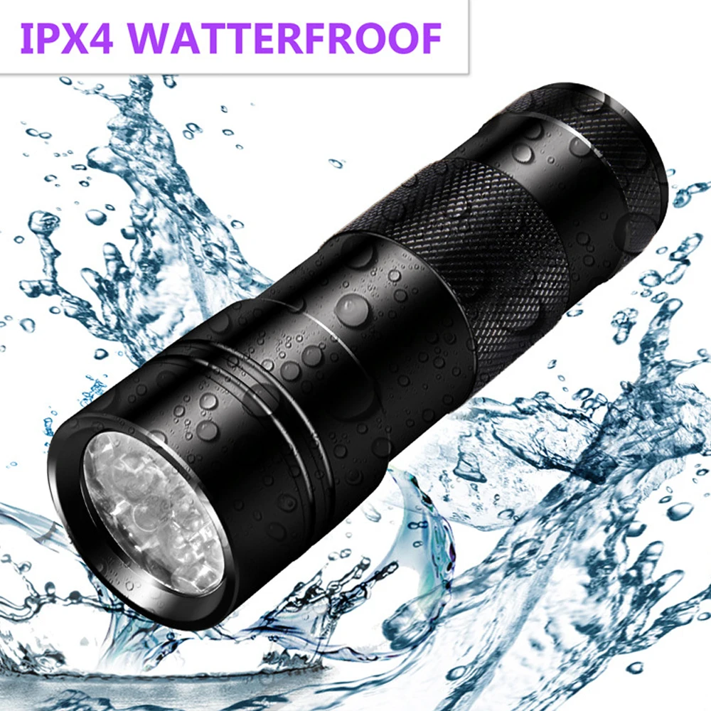 

Multi-function UV Flashlight 12LED Ultraviolet Light 395-400nm Portable Mini Aluminum Torch With Rope Nail hotel check