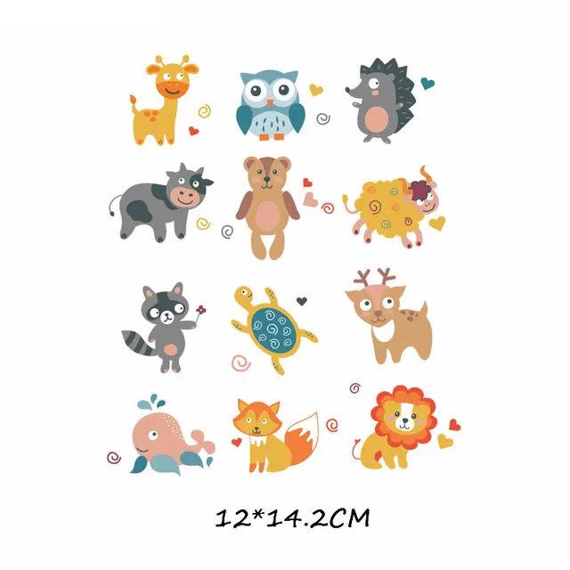 Cartoon Animal Patch Set Iron on Transfer Cute Unicorn Cat Owl Dog Flower Patches for Kids Girl Clothing T-shirt DIY Heat Press 580