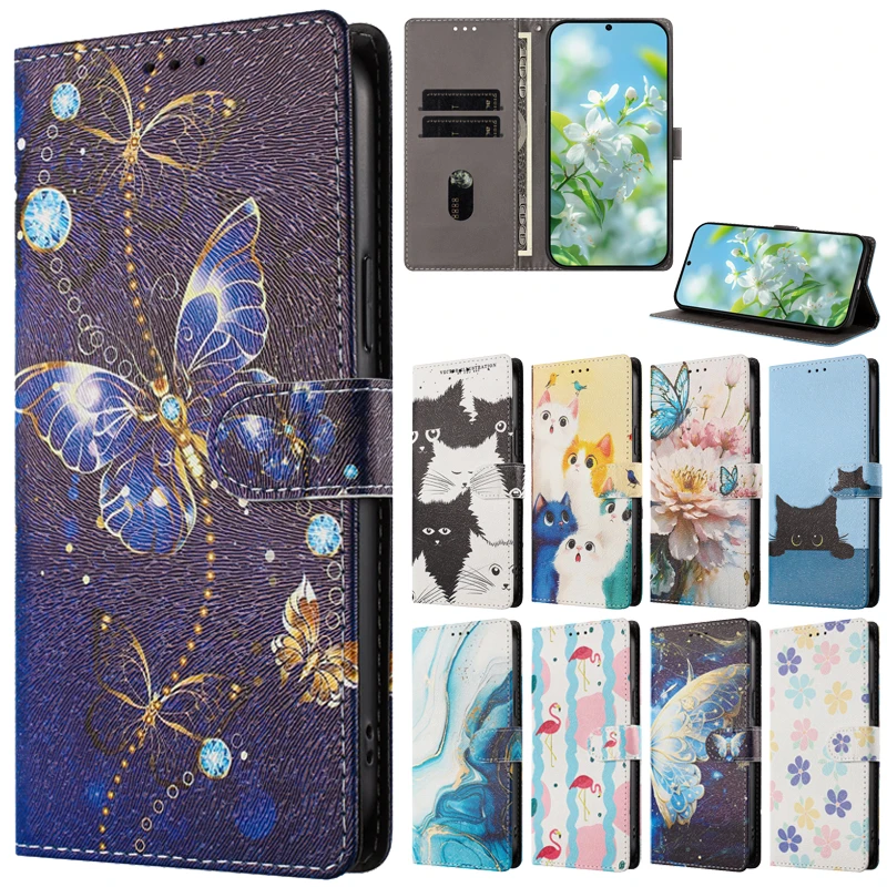 Chic Cat Flip Wallet Phone Case with Card Holder - Animal Design Cover