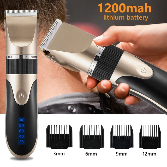 Professional Hair Clipper Men's Barber Beard Trimmer Rechargeable Hair Cutting Machine Ceramic Blade Low Noise Adult Kid Haircut 1