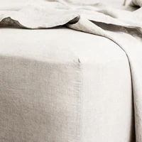 100% Linen Mattress Covers with Elastic Band Solid Color 1pc Fitted Sheet Soft Comfort Mattress Protector Queen King Size Bed 1