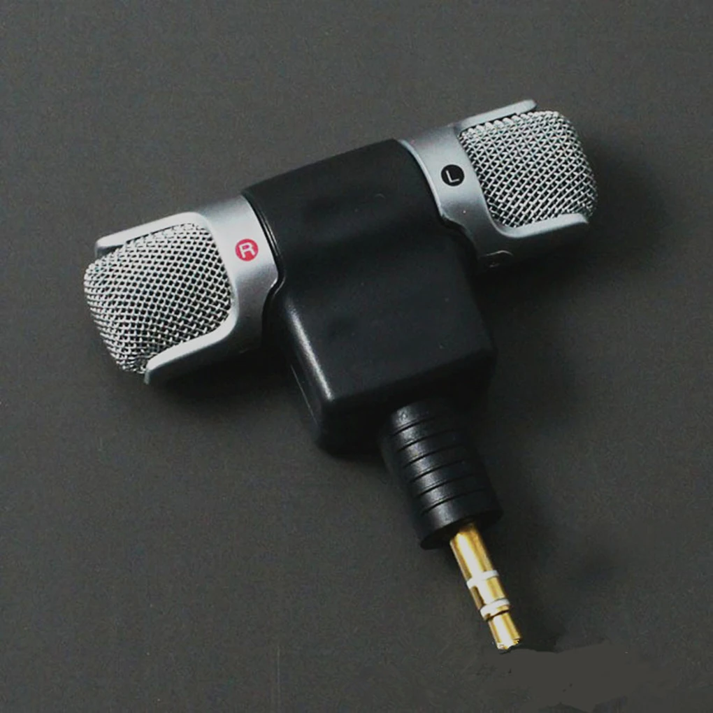 Portable Microphone Mini PC Phone 3 5mm Dual Channel Digital Mic Voice Sound Recorder