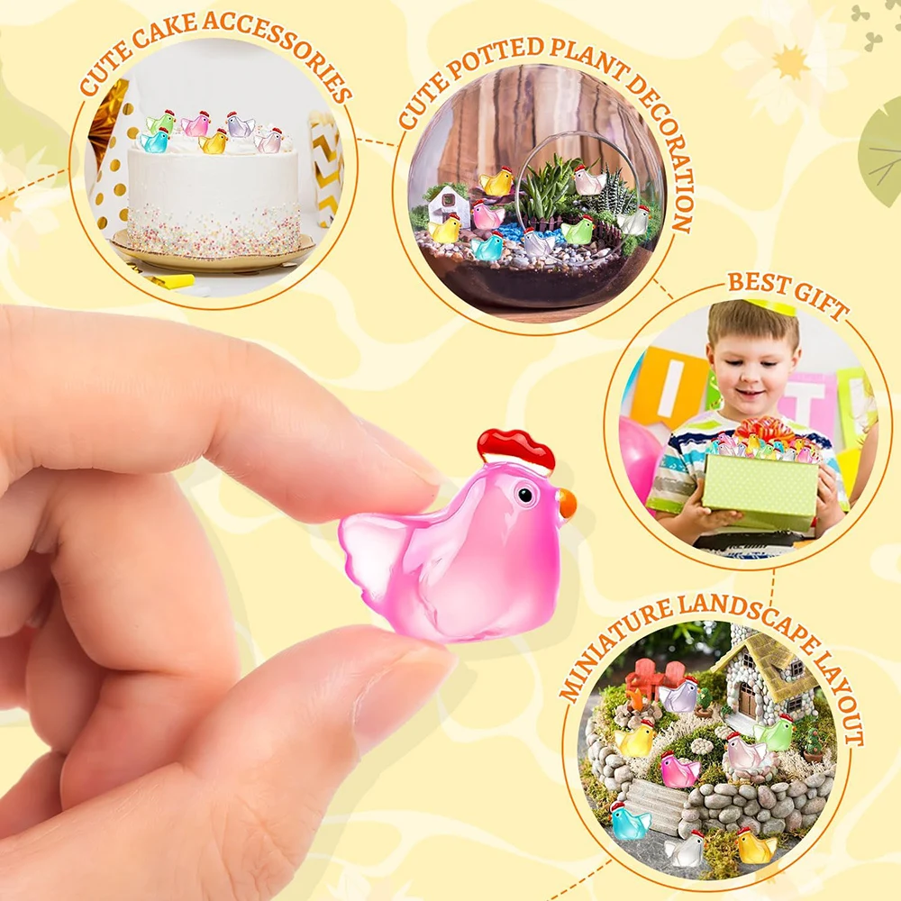 36 Pezzi Polli In Resina Luminosi - Miniature Per Giardino, Aquario, Decorazione Casa, Che Si Illuminano Al Buio - Foto 9