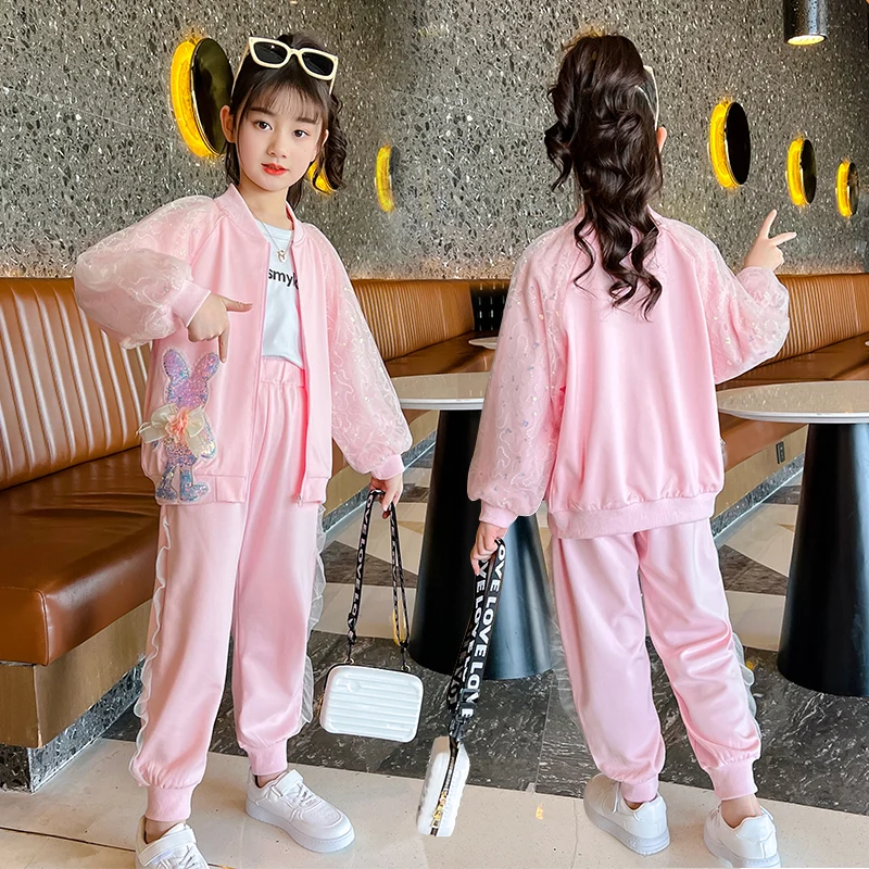 

Spring Fashion girls clothing set jacket+ pant 2 pieces set girls outfit kids clothes for children