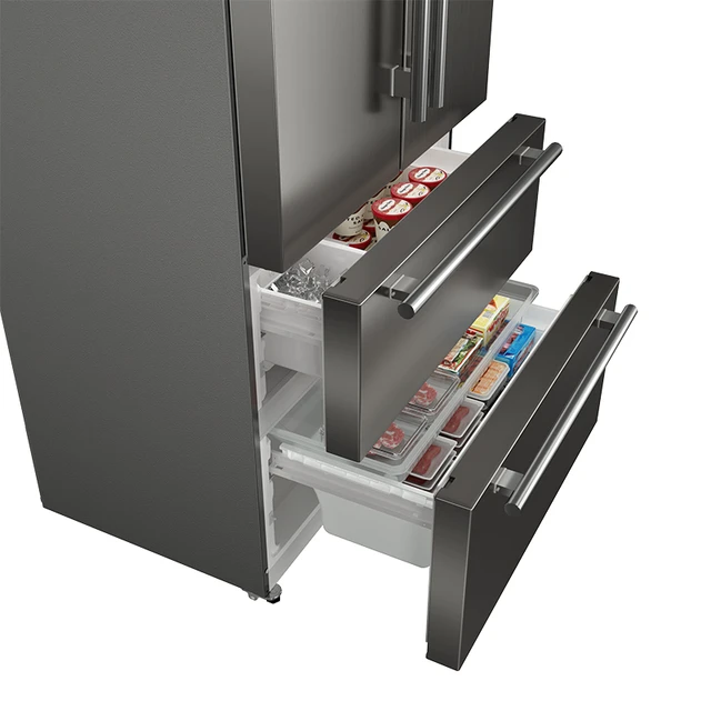 UNIVERSALBLUE Réfrigérateur inox 1 porte No frost 185 cm, Réfrigérateur  vertical sans congélateur, Capacité totale 352 L, Système silencieux
