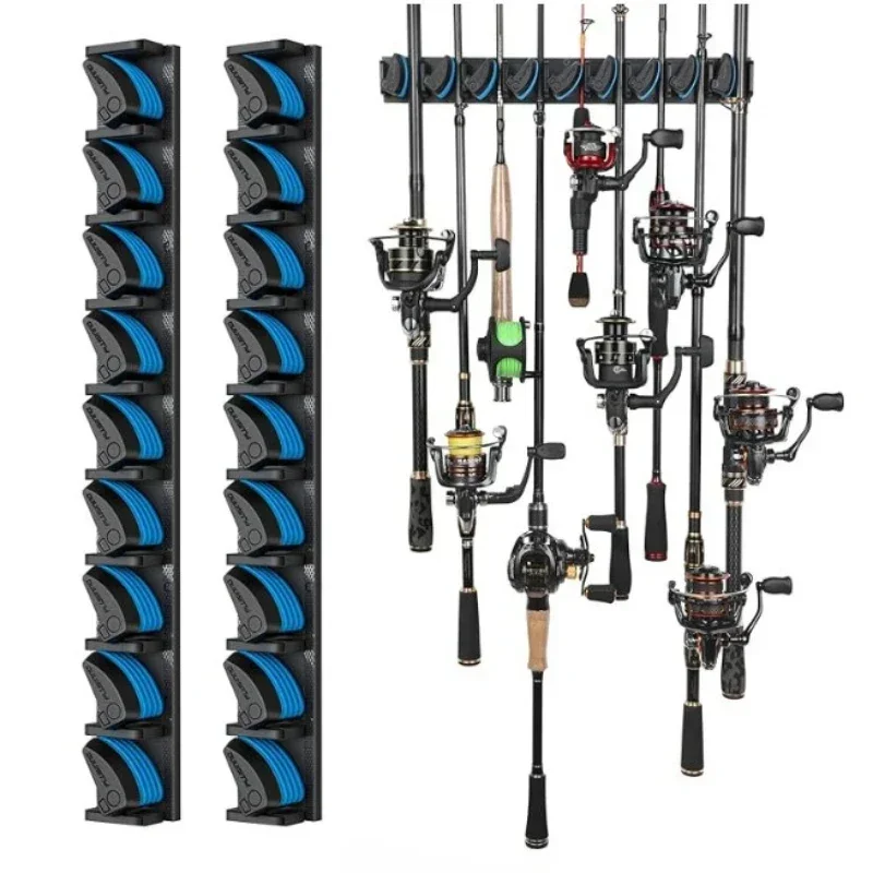 Wall-Mounted Fishing Rod Holder Vertical & Horizontal Pole Rack for Up To 9 Rods Accessories Organizer Fishing Tools fishing rod holder fishing rod bracket fishing rod support fishing rod rest