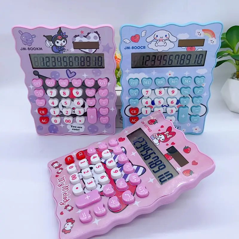 

12pcs Cute Kuromi Melody Cartoon Large 12-Digit Solar Calculator Student Office Computer School Supplies Children Kawaii Gifts