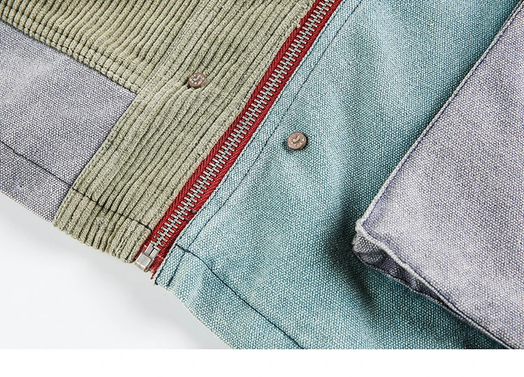 Color Block Patchwork Corduroy Denim Jacket 7 Color Block Patchwork Corduroy Denim Jacket