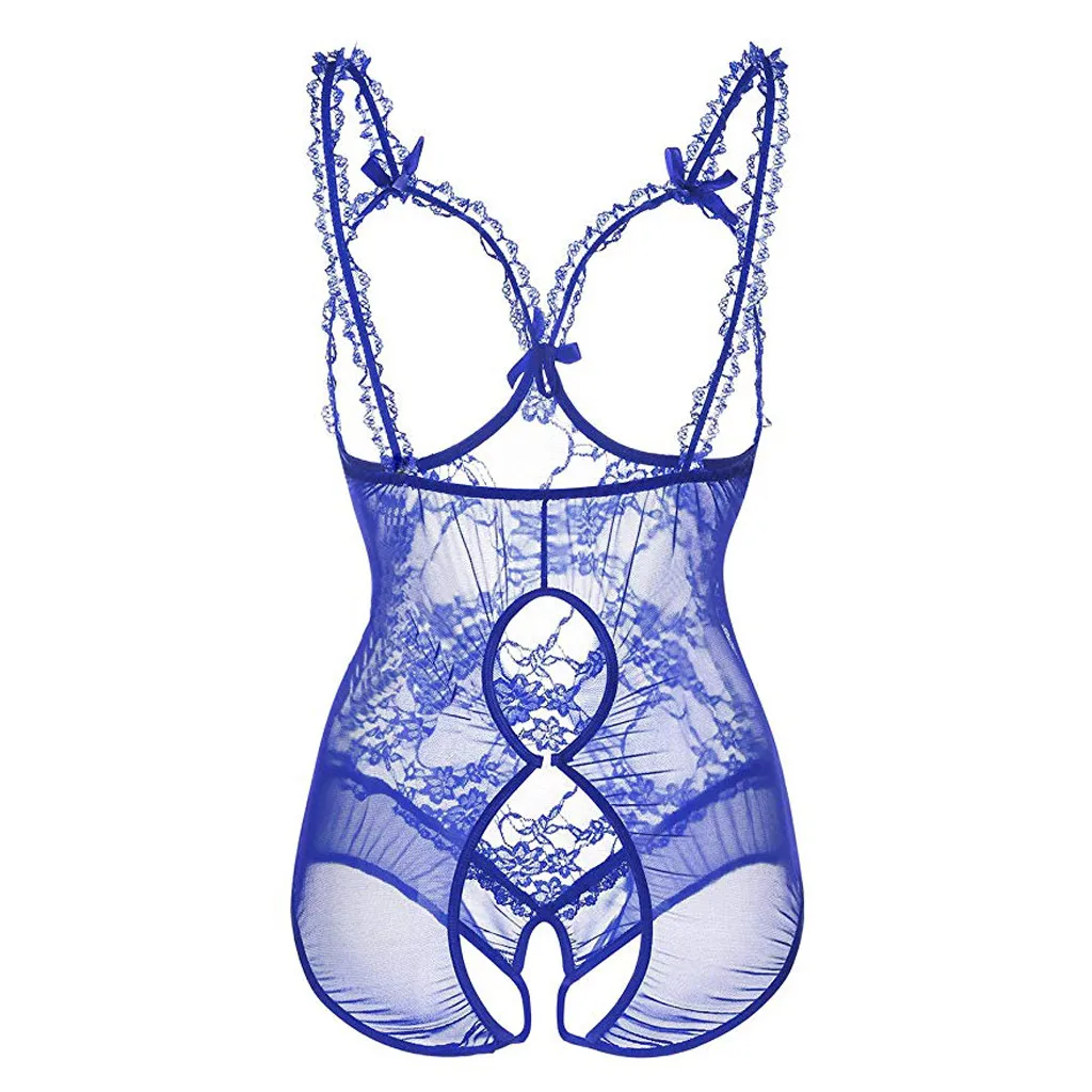 Sexy Lingerie Sexy Lace Cupless Teddy Open Cup Bra Erotic Lenceria Costume Babydoll Crotchless Bodysuit Big Size