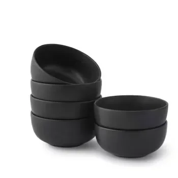 6-Piece Matte Black Stoneware Soup Bowl Set 1