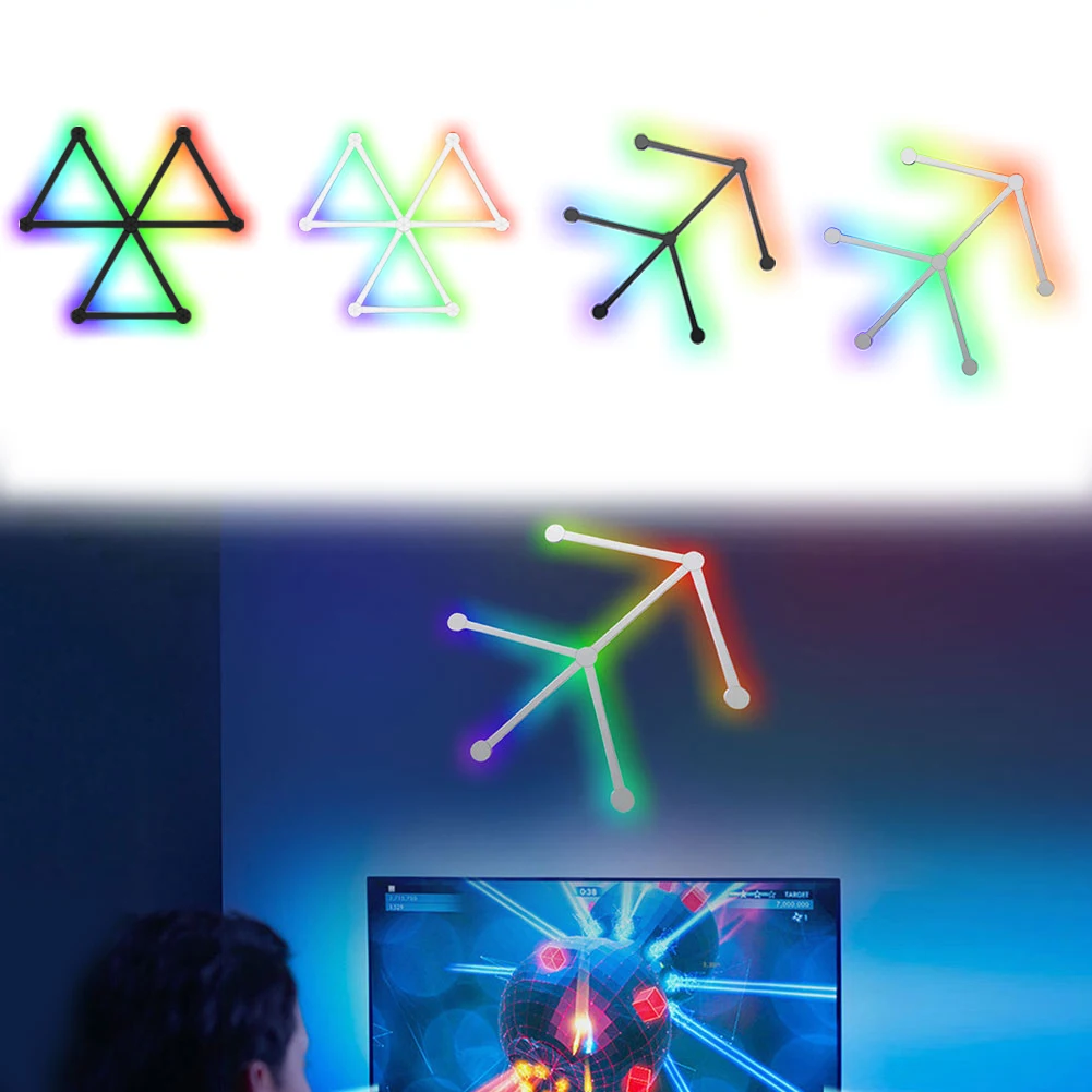 DIY 분위기 야간 조명 앱 제어 RGB 스마트 벽 조명, 음악 동기화 TV 백라이트, 거실 침실 게임 룸 장식