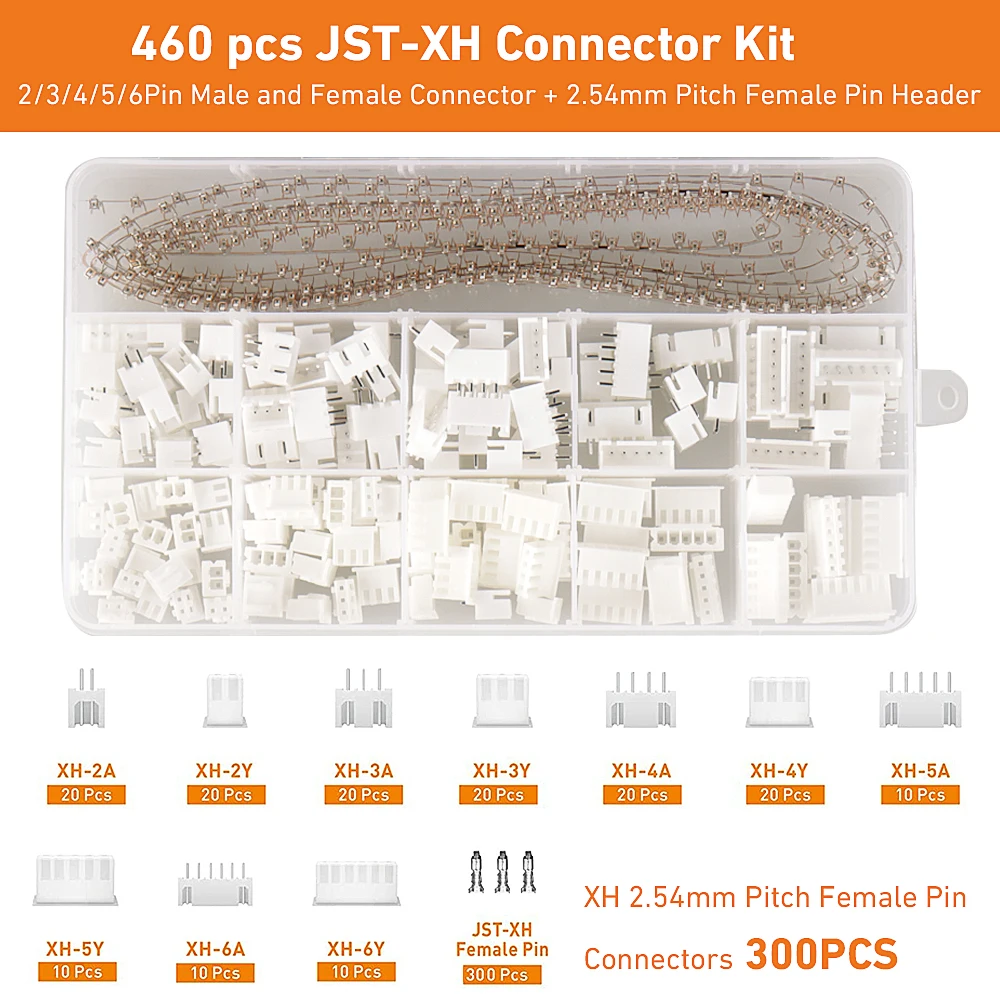 Crimping Tool or JST Connectors Kit, Crimper Plier Set for 2.54mm JST XH Connectors, JST SM Connectors Adapter Assortment Kit 2