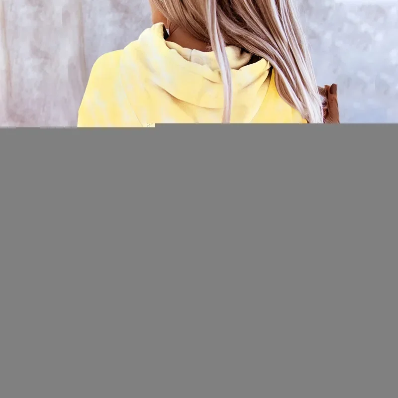 Women Tie Dye Print Pullover Drawstring Long Sleeve Tracksuit Tops Hoodies Casual Loose Sweatshirt Spring Fall Hooded Jumper New