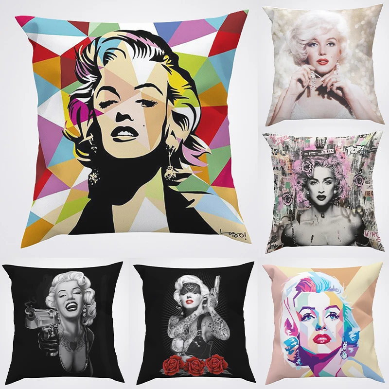 

Pillow Covers Decorative Pillows for Bed Cases Marilyn Monroes Cushion Cover 45*45 Sofa 40x40cm Pillowcases 45x45 Cushions Anime