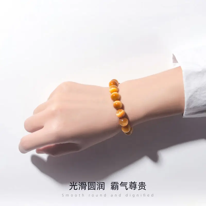 Collectible Grade Pure Natural Gold Tiger Eye Bracelet Men and Women's Cat's Eye HandString First Class Crystal High-end Jewelry