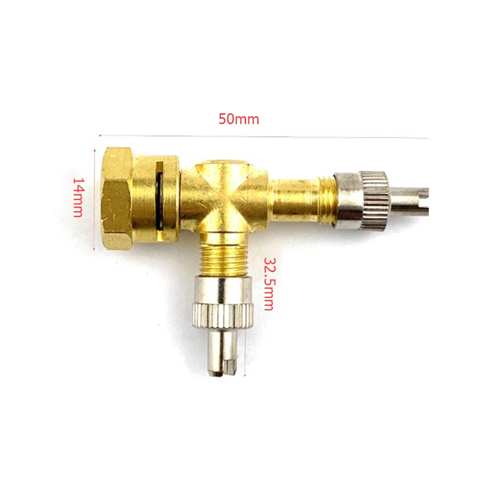 TPMS Valve Tee Adapter Pure Copper Tee Adapter Converter Debugging Motorcycle 3-Way Valve Stem Port for Motorcycle Automobile
