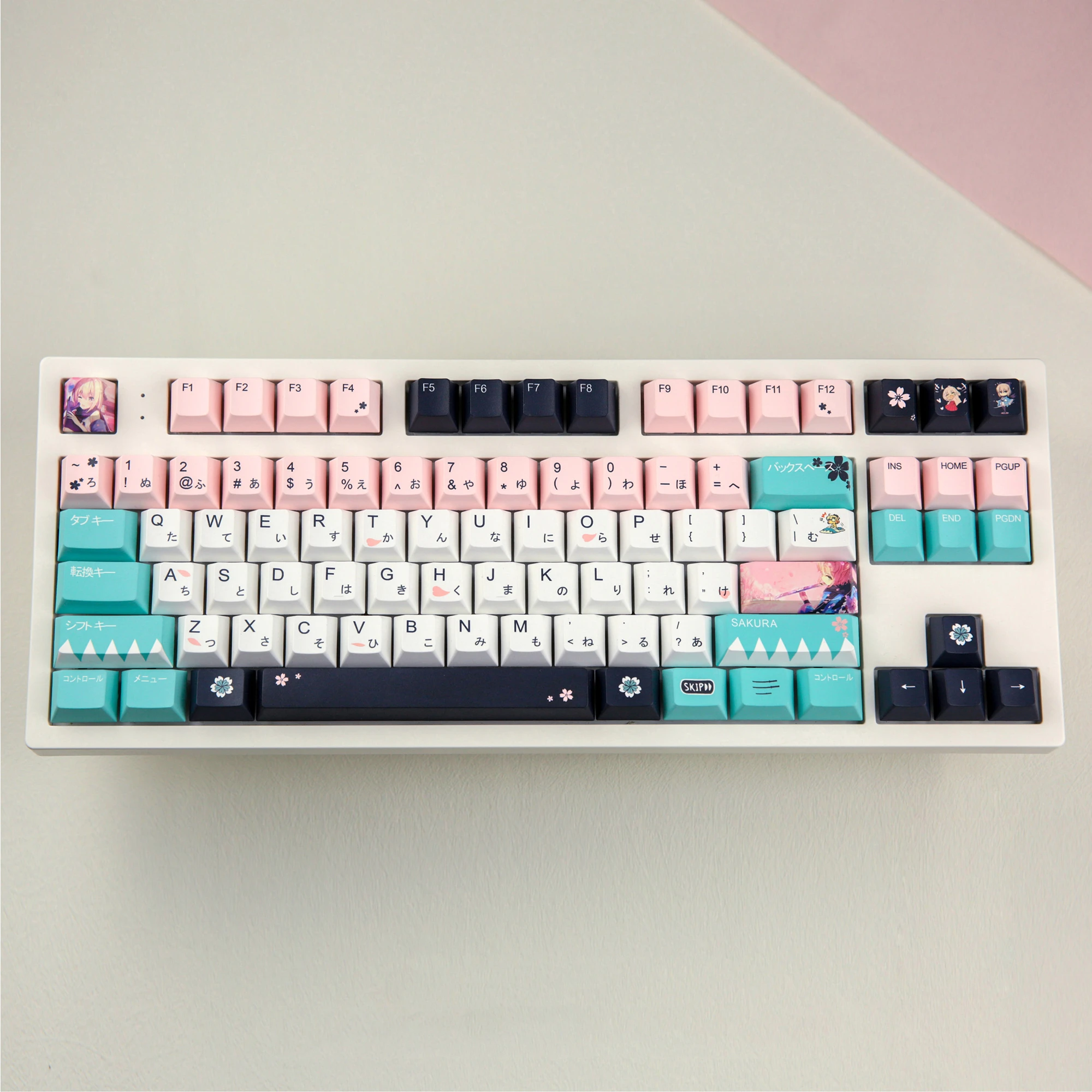 Desenhos Animados Anime Keycaps Grupo Pbt Sublimação Corante Perfil Cereja Destino Okita Souji Keycap para Teclado Interruptor mx 140 Chaves - Imagem 3