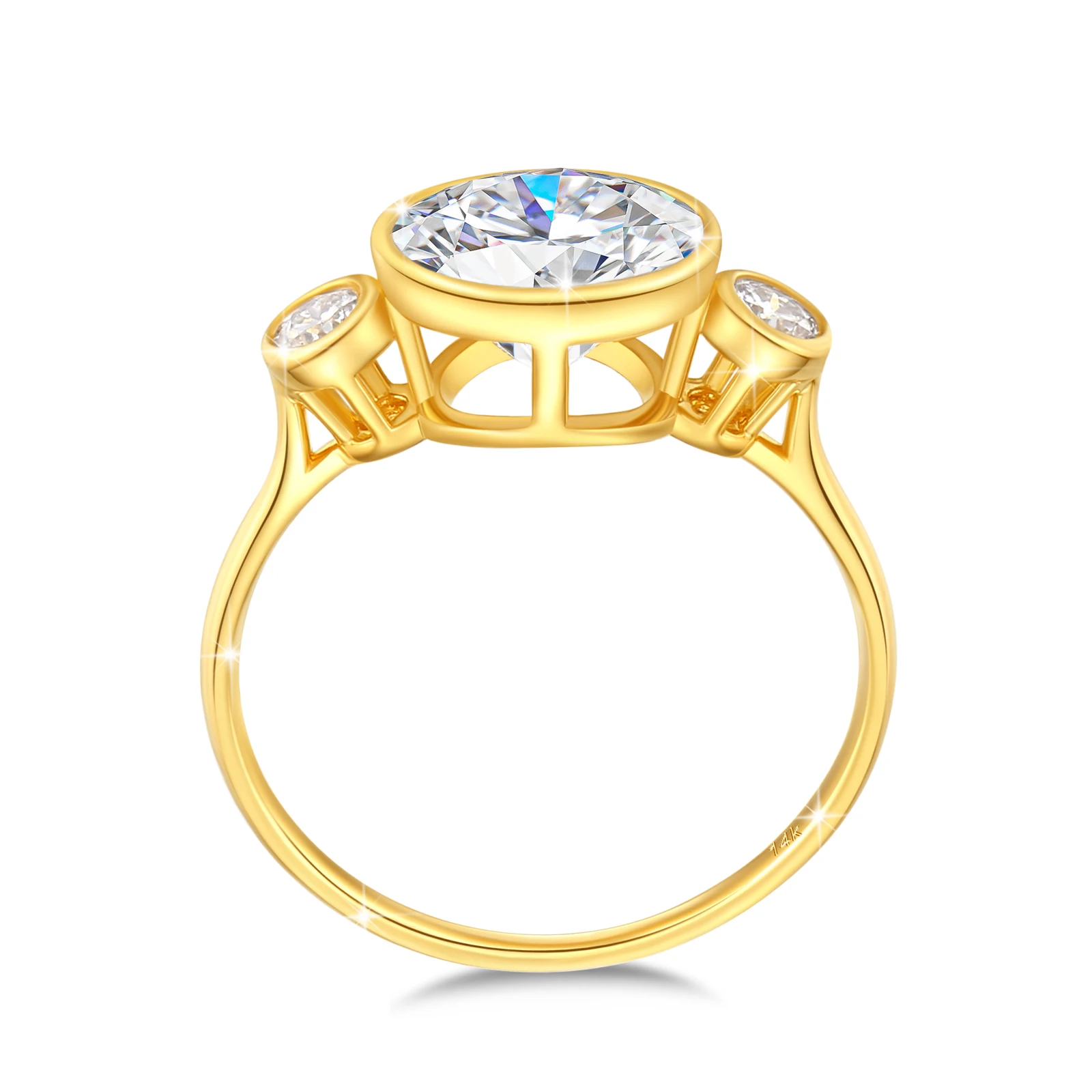 100% Real 14k Gold Moissanite Ring Oval 2carat 7*9mm Stone Women  AU585 Original K Gold Luxury Brand Wedding Jewelry Gift Female 5