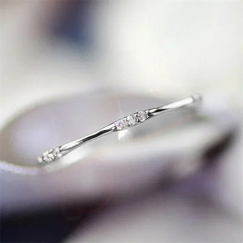 Wedding Rings Womens Cubic Zircon Ring Finger Jewelry Rings Minimalist Thin Band for Women Party Statement Jewelry