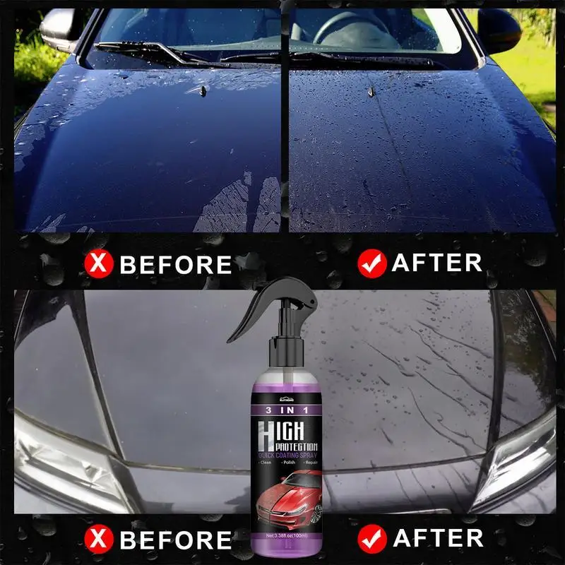Spray ceramico rapido, spray lucidante per cera per auto a rivestimento rapido, rivestimento ceramico premium 3 in 1 protezione sigillante per vernice per auto-50ml, spray lucidante per cera per auto