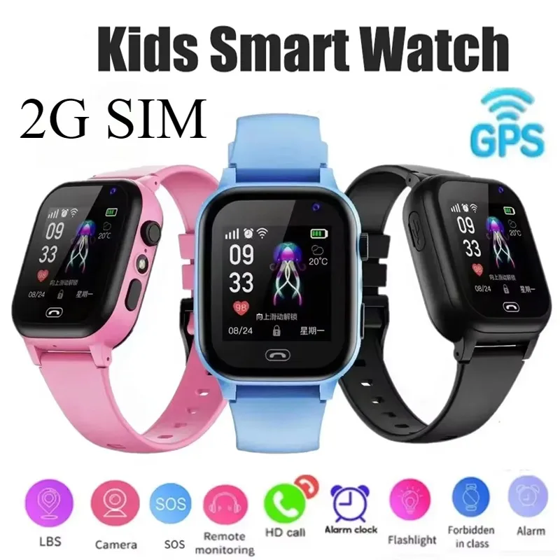 Smart Watch Waterproof Smart Watch for Kids 2G SOS GPS Location Video Call Sim Card Camera Upgrade Boys and Girls