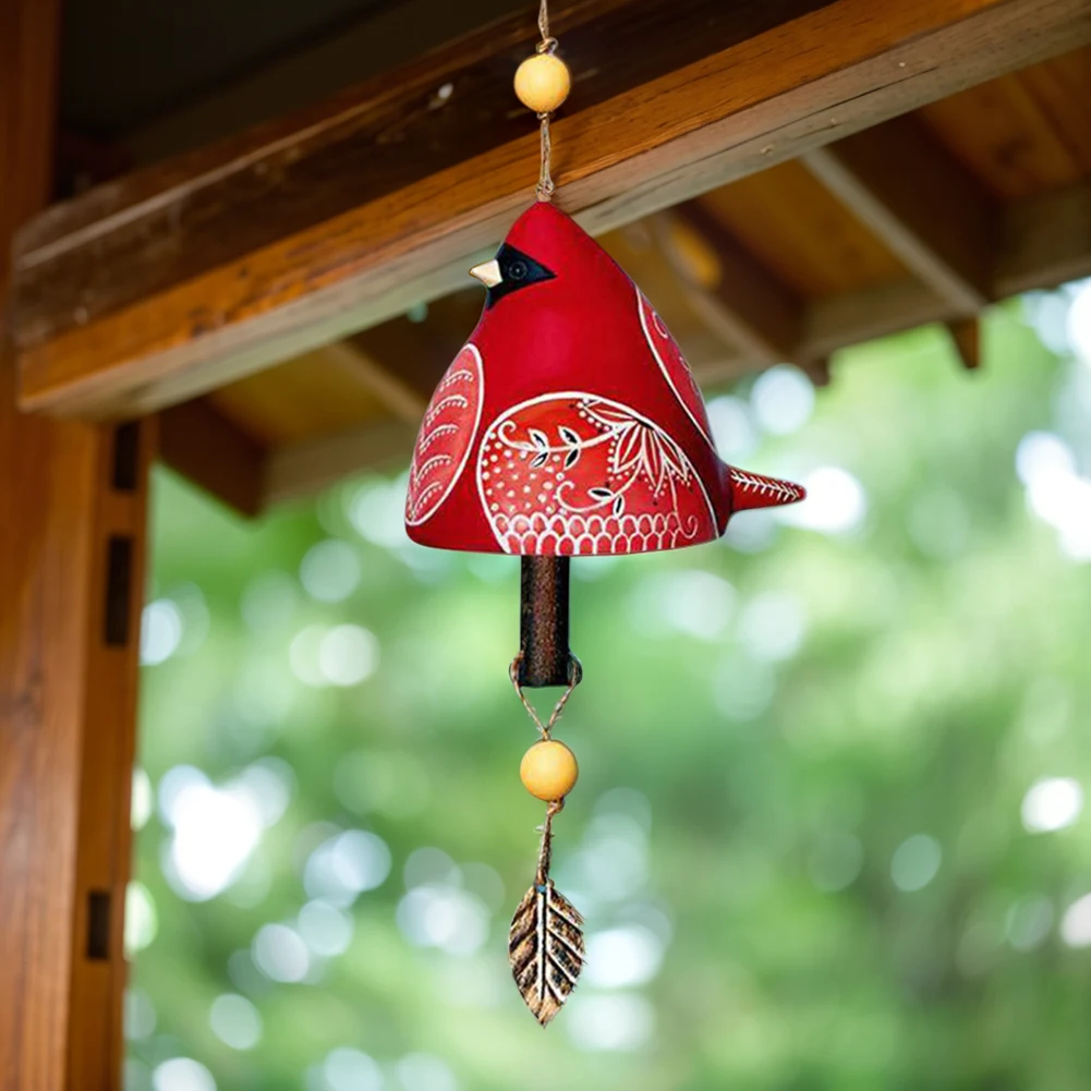 Cute Bird Song Bell Resin Wind Bell Hanging Ornaments Hanging Rustic Wind Chime for Wall Window Door Housewarming Gift
