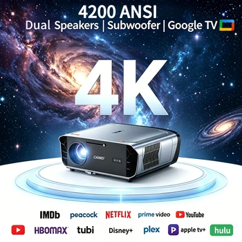 Nuovo Proiettore Video 4K Ultra HD 4200ANSI Android 14 Google TV Home Theater WiFi6 Auto Focus Doppi Altoparlanti Proiettore per Film di Giorno