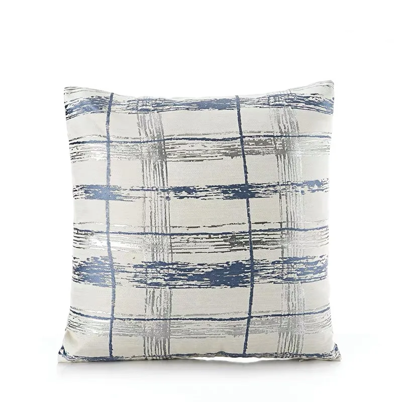 Nordische moderne silber beige blau gold karierte kissen bezug luxus jacquard kissen bezug für wohnzimmer dekoration – Detail 21