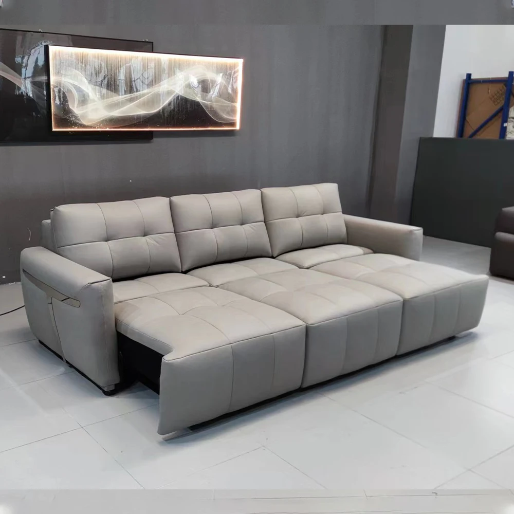 MINGDIBAOElectricConvertibleSofaBedItalianGenuineLeatherCouchMultifunctionFolding