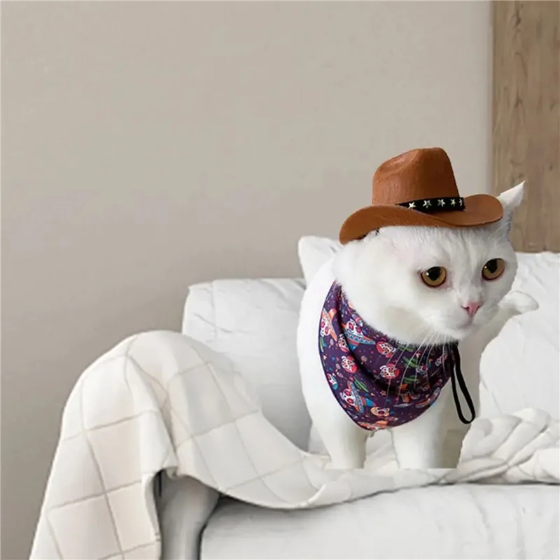 Pet Dog Hat Cowboy Hat Pet Supplies Adjustable Costume Top Hat Headwear Cat Hat Caps Sun Hats for Small Medium Dog 2