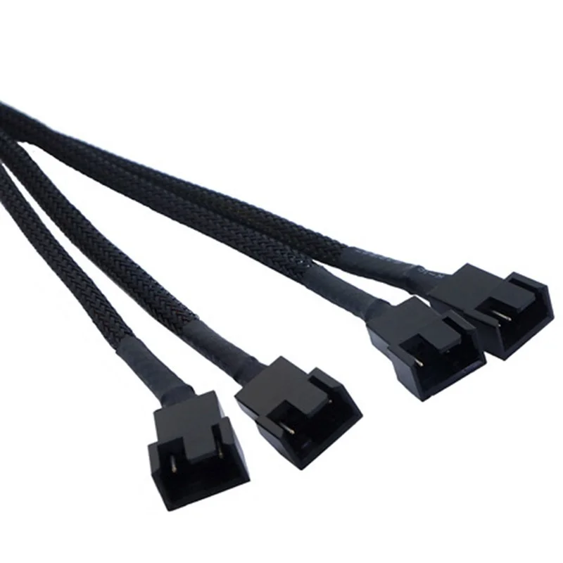 4 Pin Pwm Fan Cable 1 To 2/3/4 Ways Splitter Black Sleeved 27cm Extension Cable Connector  PWM Extension Cables