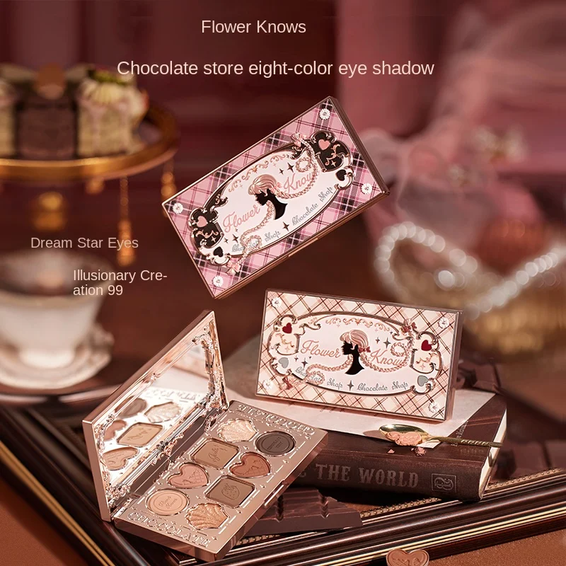 

Flower Knows Chocolate 8 Colors Eyeshadow Palette Shimmer Matte Chameleon Pressed Long Lasting Glitter Eye Makeup Maquillage