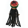 Jamaican Style Woven Knitted Wigs Beret Hat Black Dreadlocks Wig Rasta Wig Crocheted Knitted Beret Cap Reggae Wig Hat for Party 3