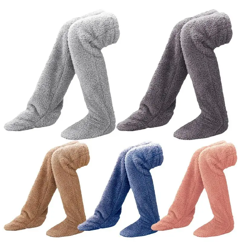 

Long Sock Slippers Warm High Fuzzy Socks over Knee Winter Furry Thigh High Leg Warmers Socks Cozy Long Socks Soft Sock Slippers