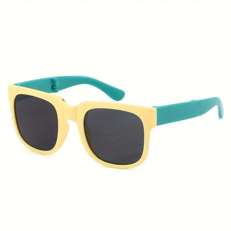 Foldable Glasses 1 Pair Foldable Glasses for Boys & Girls Portable Square Frame Travel Glasses Playful Design Durable Lenses Outdoor