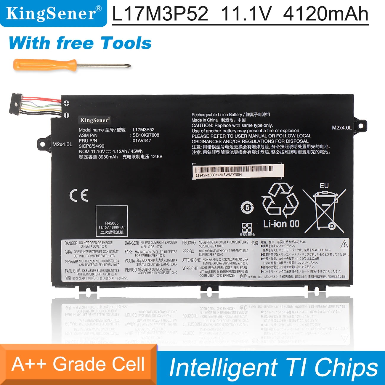 Kingsener-bateria do Portátil para Lenovo Thinkpad L17m3p52 E480 E485 E490 E580 E585 E590 R480 R580 L17c3p51 L17m3p51 01av445