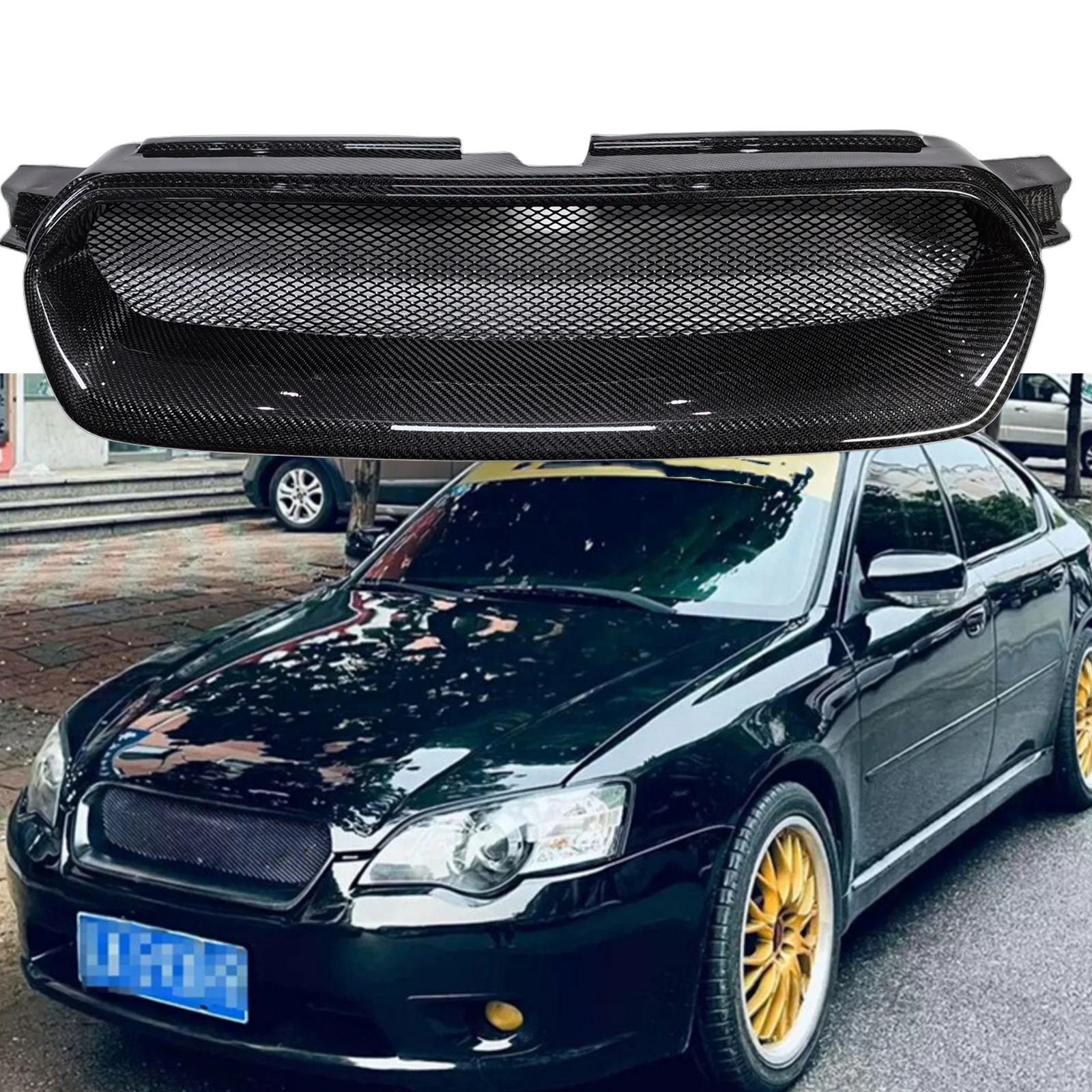 

Front Grille Racing Grill For Subaru Legacy BP5 BL5 BL BP STi JDM 2003 2004 2005 Fiberglass/Carbon Fiber Upper Bumper Hood Mesh