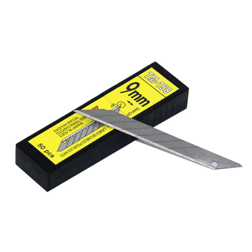 9mm Kohlenstoffstahl Universalmesserklingen, 30 Stück ° /60 ° Ersatz-Winkelschneidklingen für Auto-Vinylfolierung, Lackschutzfolie TM-158 – Detail 9