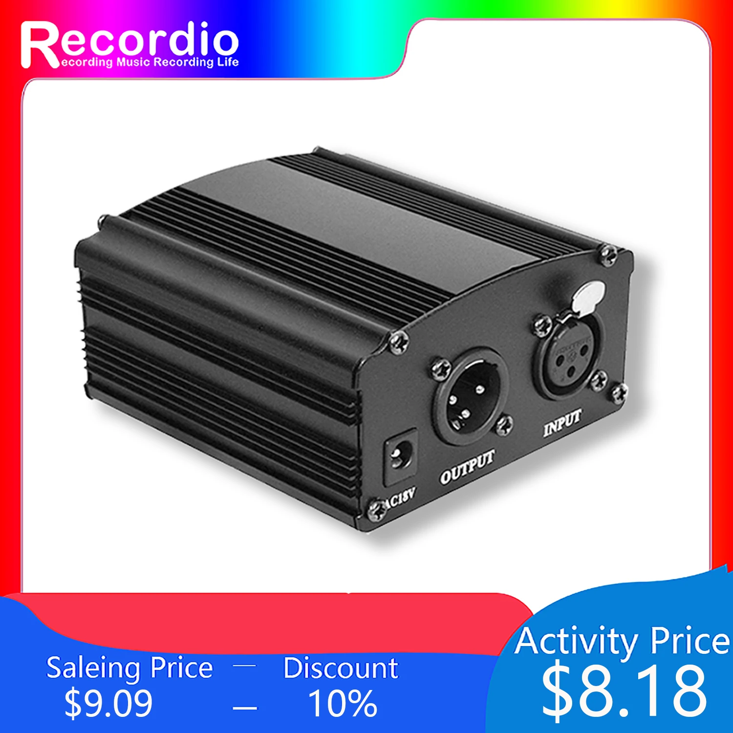 Phantom Power Supply para Estúdio de Condensador Microfone 12v Profissional Novo Estilo Gaz48