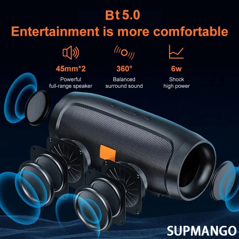 Portable BT Subwoofer Speaker Outdoor Stereo Surround Wireless Supports FM Radio TF Card