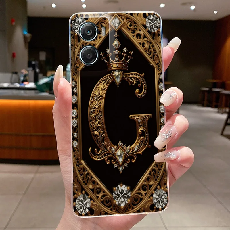 Retro Initial Letter Couple Phone Case - Transparent Soft Silicone Cover, New Fashion Design
