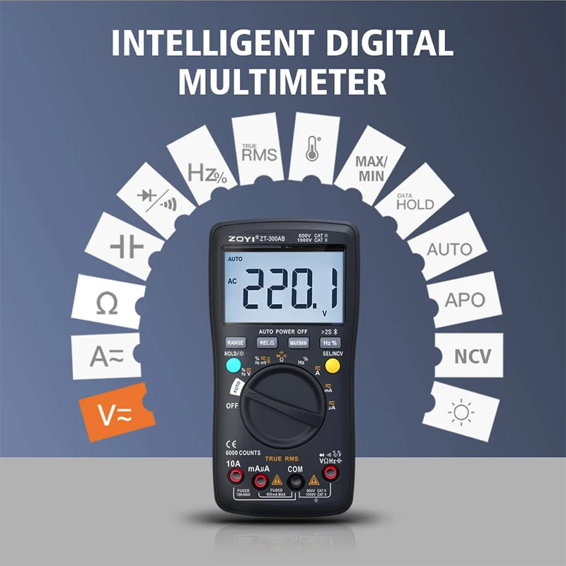 ZT300AB Smart Digital Multimeter 6000 Counts Auto/Manual AC/DC Voltage Current Meter digital multimeter