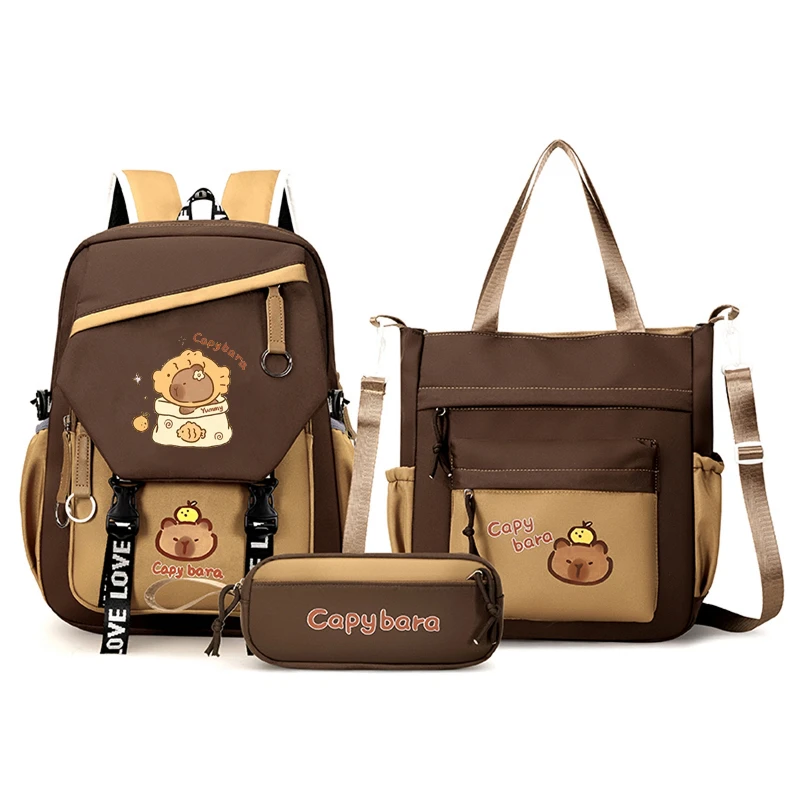 Zaino Capybara 4 In 1 Per Bambina – Scuola Primaria Con Borsa Pranzo E Astuccio, Motivo Simpatico Capibara
