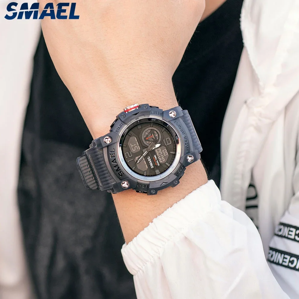 SMAEL  Cool Dual Display Waterproof Glow Electronic Watch 8007 Outdoor Transparent Watch Men's Outdoor 5