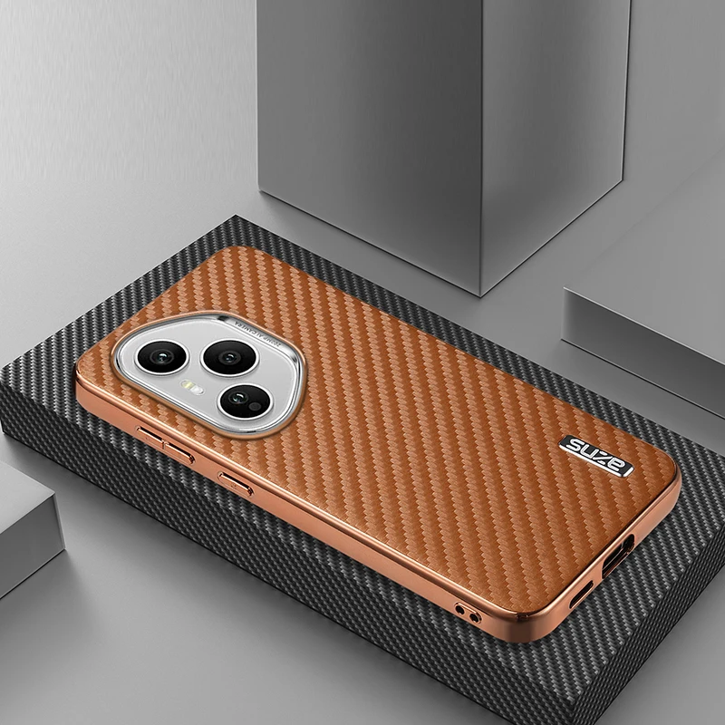 Luxury PU Plating Carbon Fiber Protective Back Cover