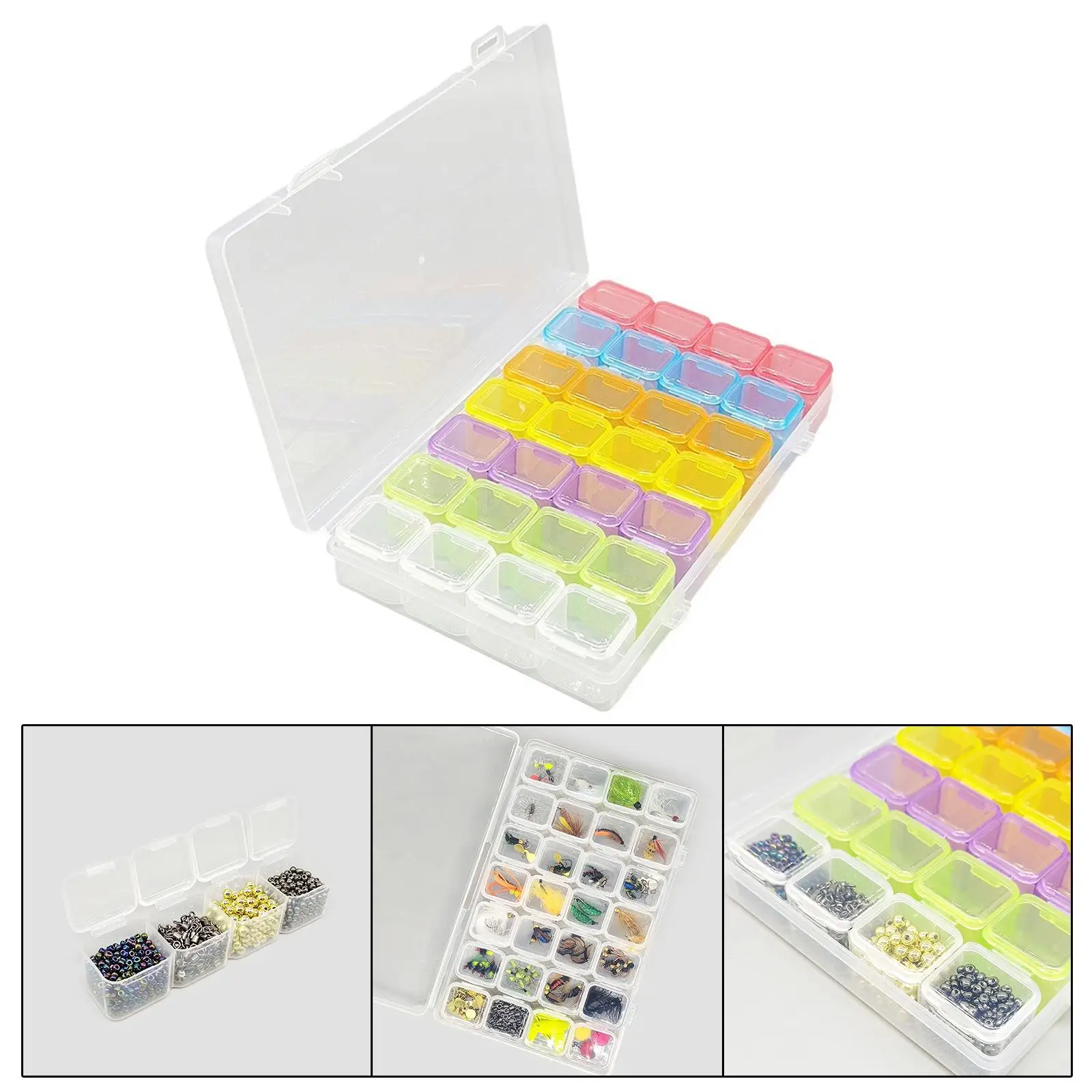 

28 Grid Storage Box Dustproof Container Compartment Organizer for Art DIY Crafts Beads Earrings Fishing Tackles Nail Accessories