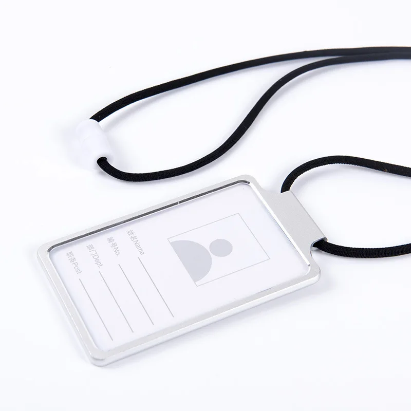 Elegant Aluminum Alloy ID Badge Holder with Lanyard - Luxury Office Accessory